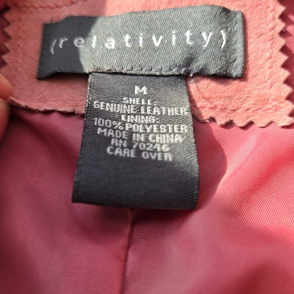 Pink Suede Leather Jacket with Nice Detail size M - Picture 13 of 14